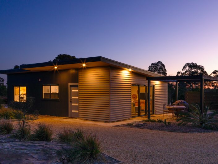 twilight photography of the folly accommodation in glenorie, nsw