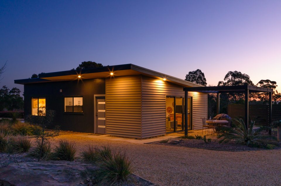 twilight photography of the folly accommodation in glenorie, nsw